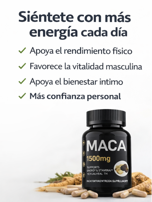 💪 MACA 1500mg – Energía y Vitalidad Masculina Natural
